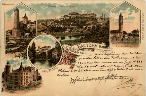 Gruss aus Bautzen - Litho gelaufen in Ungarn nach Rumänien -222318