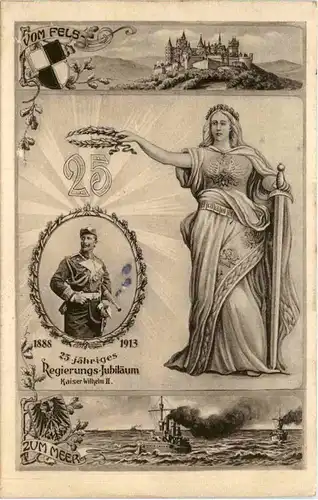 25 jähriges Regierungs Jubiläum Kaiser Wilhelm II 1913 - Bahnpost Stempel -222192