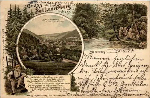 Gruss aus bad Lauterberg - Litho - Bahnpost Stempel -222162