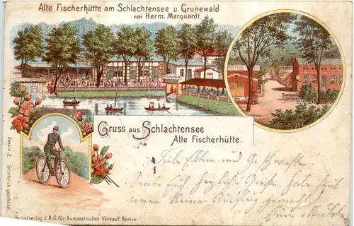Gruss aus Schlachtensee - Alte Fischerhütte - Litho -222050
