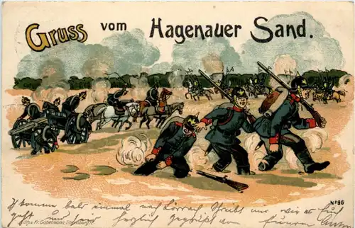 Gruss vom Hagenauer Sand - Litho -222992
