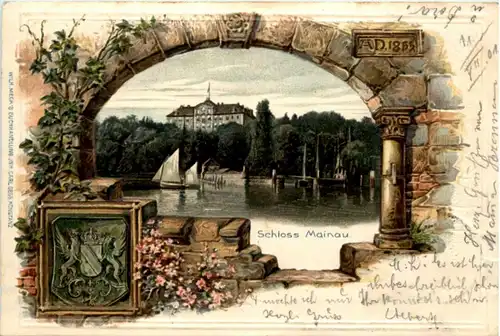 Schloss Mainau - Prägekarte - Litho -224042