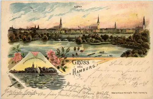 Gruss aus Hamburg - Litho -223564