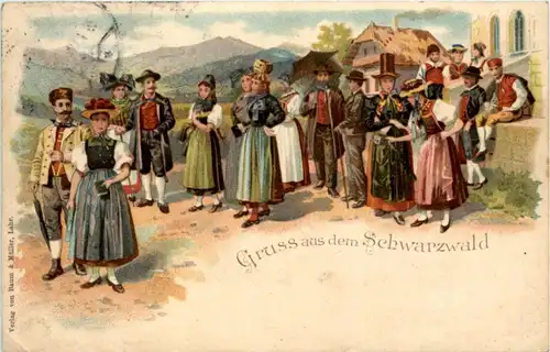 Gruss aus dem Schwarzwald - Trachten - Litho -224036