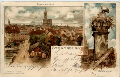 Strassburg - Storch - Litho -223054