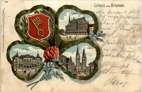 Gruss aus Bremen - Litho - Kleeblatt -223596