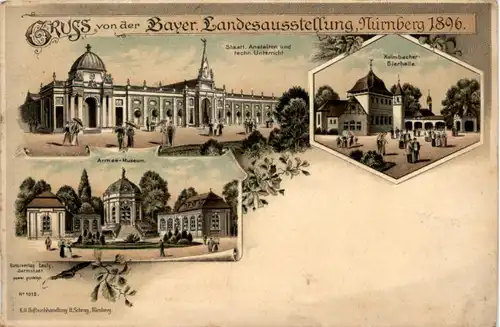 Nürnberg - Gruss von der bayr. Landesausstellung 1896 - Litho -222132