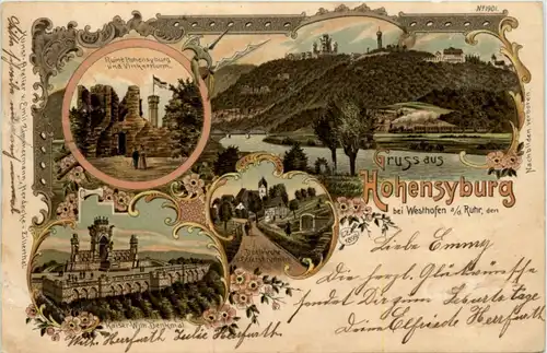 Gruss aus Hohensyburg bei Westhofen - Litho -224728