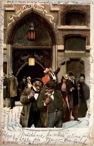 München - Eingang zum Rathauskeller - Litho -224020