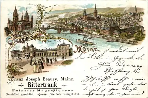 Gruss aus Mainz - Litho Rittertrank -224828