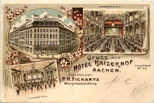 Gruss aus Hotel Kaiserhof Aachen - Litho -224438