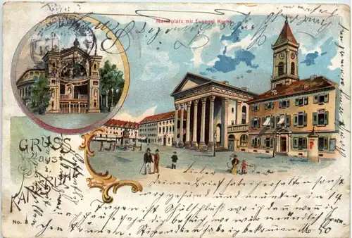 Gruss aus Karlsruhe - Litho -224100