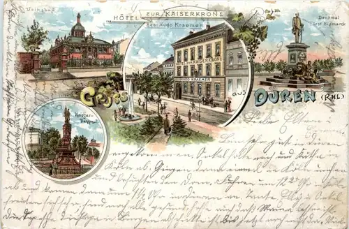 Düren - Hotel zur Kaiserkrone - Litho -224458