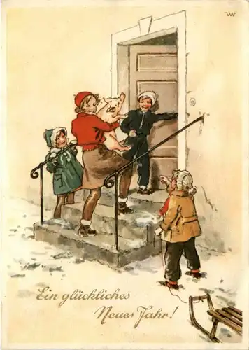 Neujahr - Kinder Schwein -224326
