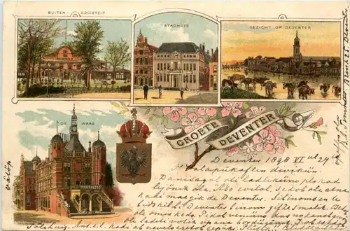 Groete Deventer - Litho 1898 -225580