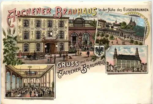 Gruss aus dem Brauhaus Aachen - Litho -224450