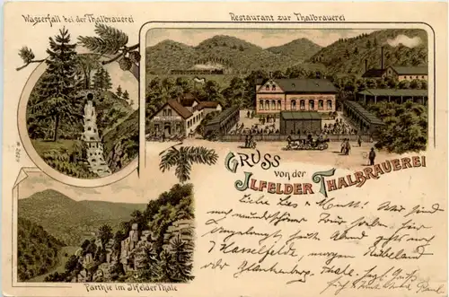 Gruss von der Ilfelder Thal Brauerei - Litho -224898