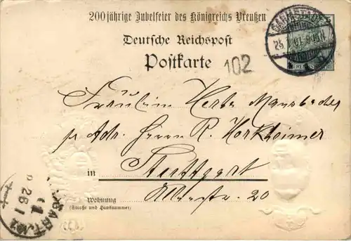Erinnerung 200 jährige Gedenkfeier - Friedrich III Wilhelm II - Litho Prägekarte -225816