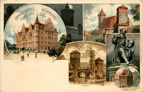 Nürnberg - Litho - Grand Hotel Rudolf Lotz -224578