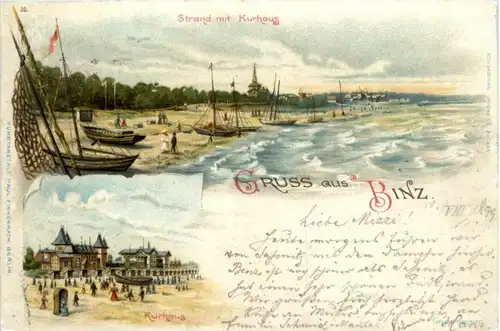 Gruss aus Binz auf Rügen - Litho -224706