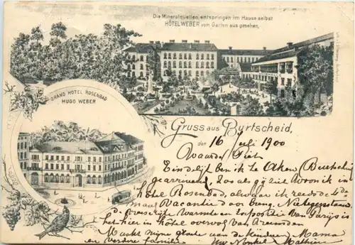 Gruss aus Burtscheid - Litho Hotel Weber -224896