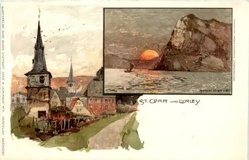 St. Goar und Loreley - Litho -224750