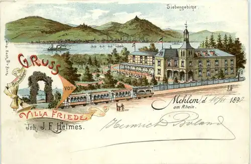 Gruss von Villa Friedel Mehlem - Litho -224812