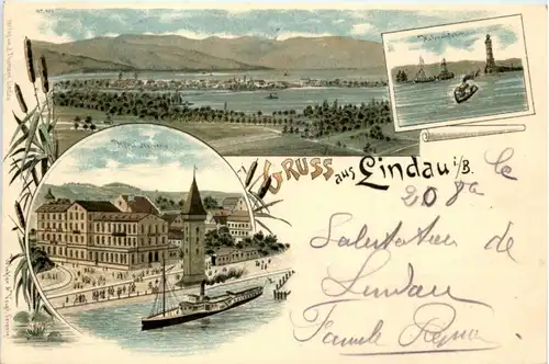 Gruss aus Lindau - Litho -224526