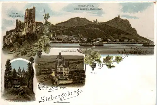 Gruss vom Siebengebirge - Königswinter - Litho -224746