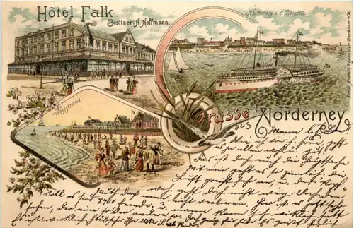 Gruss aus Norderney - Hotel Falk - Litho 1896 -225586