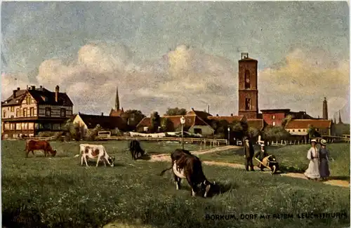 Borkum - Dorf mit altem Leuchtturm -226378