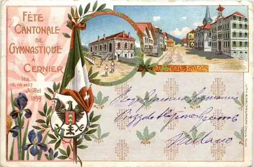 Fete Cantonale de Gymnastique a Cernier 1899 - Litho -227324