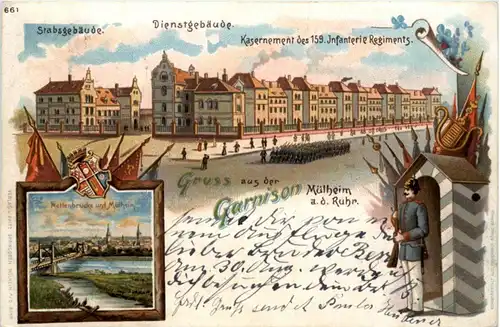 Gruss aus der Garnison Mülheim - Litho -226340