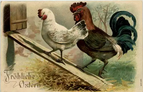 Ostern - Geflügel - chicken - Prägekarte -227514