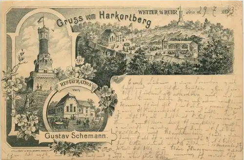 Gruss vom Hartkortberg Wetter - Litho - Vorläufer 1893 -226312