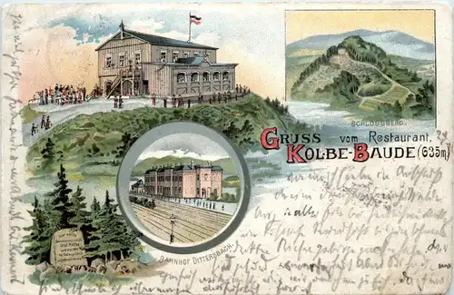 Gruss vom Restaurant Kolbe Baude - Dittersbach - Litho -226946