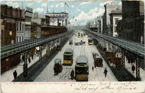 New York - Bowery and Elevated road -227838