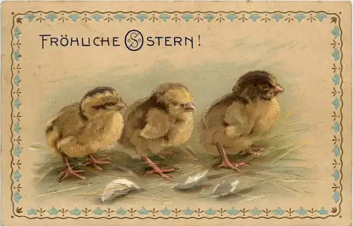 Ostern - Geflügel - chicken - Prägekarte -227516