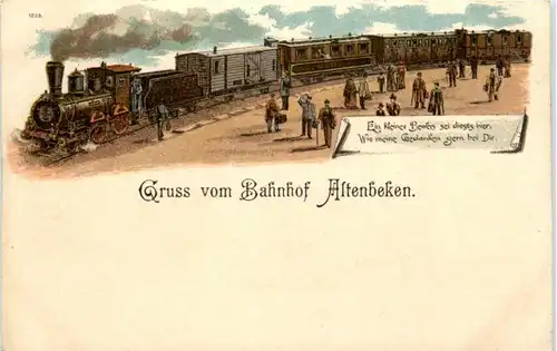 Gruss vom Bahnhof Altenbeken - Litho -227298