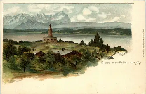 Starnberger See - Gruss von der Rottmannshöhe - Litho -266806