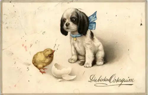 Ostern - Hund mit Kücken -227492