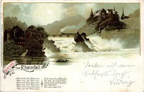 Schaffhausen - Gruss vom Rheinfall - Litho -228712