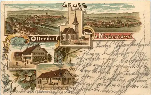Gruss aus Ottendorf & Niederndorf - Litho -229054