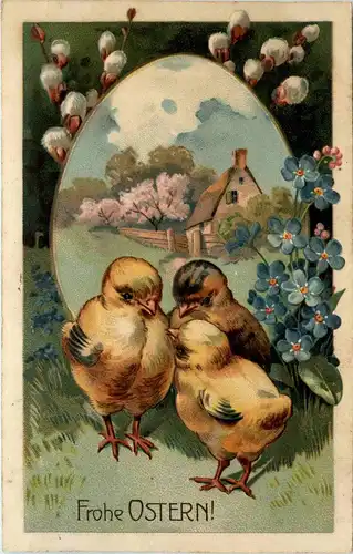 Ostern - Geflügel - chicken - Prägekarte -227508