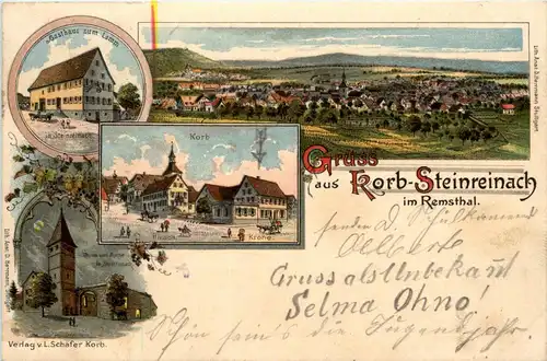 Gruss aus Korb Steinreinach - Litho -229164