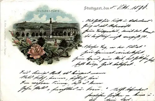 Schlossplatz Stuttgart - Litho 1896 -229626