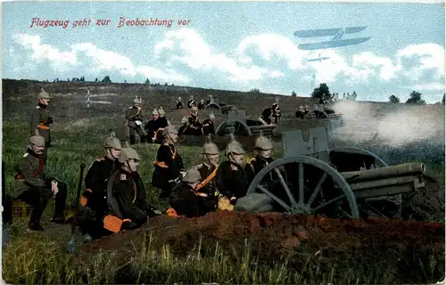 Flugzeug geht zur Beobachtung vor - Feldpost -228890