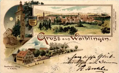 Gruss aus Waiblingen - Litho -229118