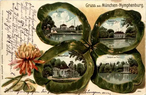 Gruss aus München Nymphenburg - Litho - Kleeplatt -229820