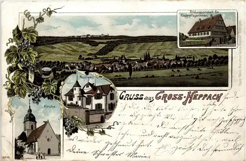 Gruss aus Gross Heppach - Weinstadt - Litho -229158